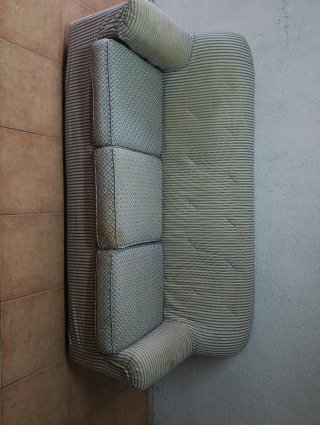 Sofá Tresillo Tela blanco y azul