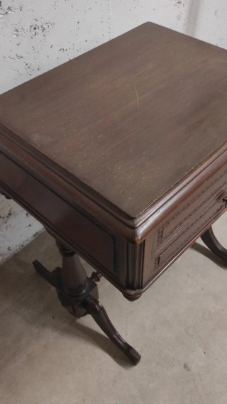 Costurero/Joyero Antiguo Madera y Piel
