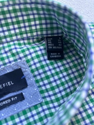 Camisa Cortefiel cuadros verde y azul Talla XL