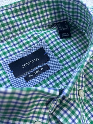 Camisa Cortefiel cuadros verde y azul Talla XL