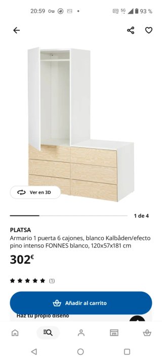 Armario PLATSA Blanco y Madera