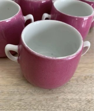 Servizio Tazzine Limoges Rosa Porcellana