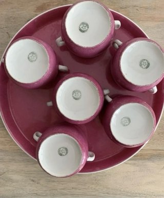 Servizio Tazzine Limoges Rosa Porcellana
