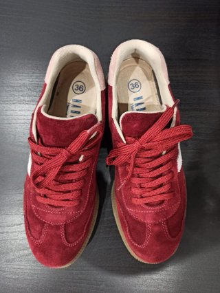 Zapatillas Habana granate piel serraje talla 36