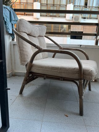 Sofá y sillón de terraza bambú y tela
