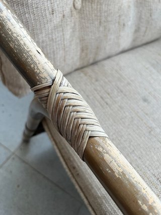 Sofá y sillón de terraza bambú y tela