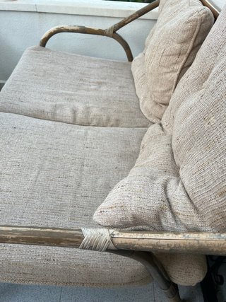 Sofá y sillón de terraza bambú y tela