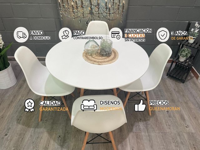 ️ Comedor mesa + 4 sillas estilo nórdico – Nuevo