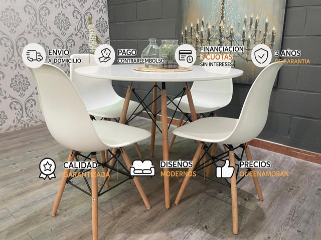 ️ Comedor mesa + 4 sillas estilo nórdico – Nuevo