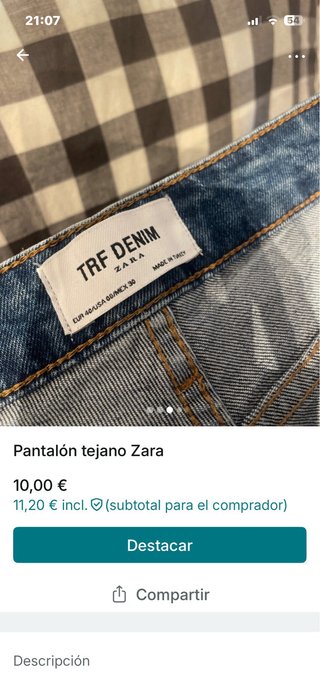 Pantalón tejano Zara campana