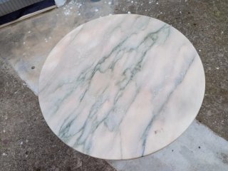 Mesa auxiliar redonda madera y piedra
