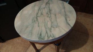 Mesa auxiliar redonda madera y piedra