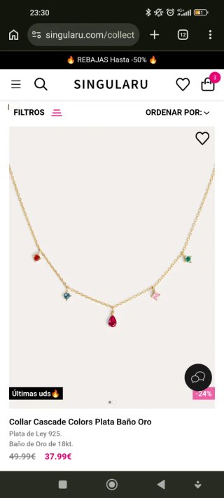 Collar Singularu oro con piedras multicolor