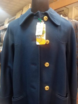Chaquetón vintage lana azul y camel