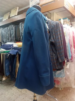 Chaquetón vintage lana azul y camel