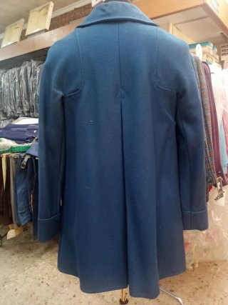 Chaquetón vintage lana azul y camel