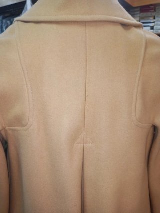 Chaquetón vintage lana azul y camel