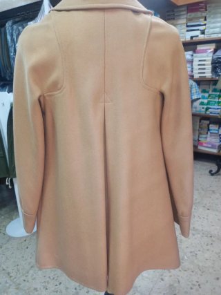 Chaquetón vintage lana azul y camel