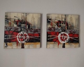 Set di 2 quadri astratti moderni