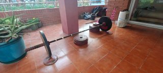 Barra halterofilia vintage 50 kg con discos