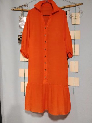Vestido camisero naranja talla única