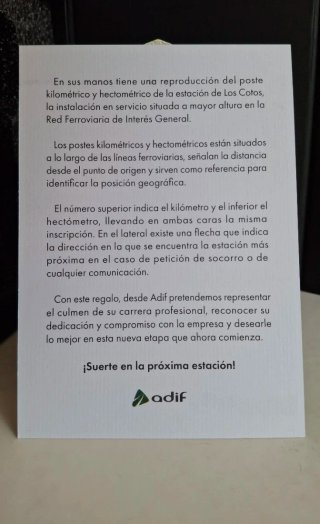 Reproducción Poste Kilométrico Renfe Adif