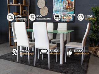 Conjunto de mesa con 6 sillas blanco