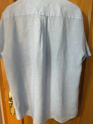 Camisa GANT Lino Manga Corta Azul