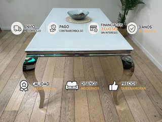 MESA DE COMEDOR DE CRISTAL Y PATAS CROMADAS