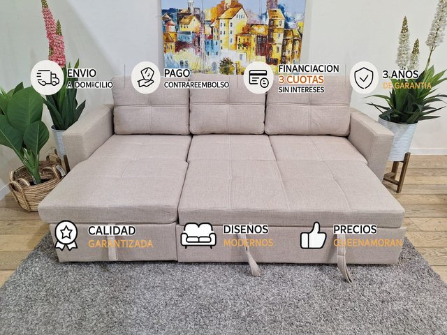 Sofá cama chaise longue con arcón