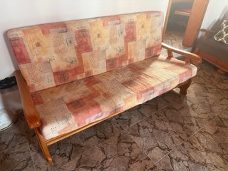 Sofá Cama Madera y Tela