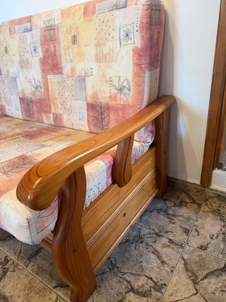 Sofá Cama Madera y Tela