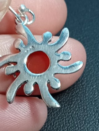 Pendientes Plata Ley Sol piedra cornalina