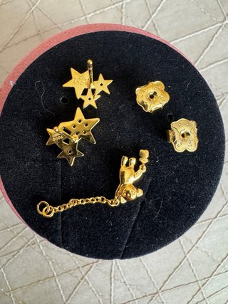 Orecchini a stella dorati con orsetto