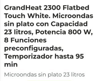 Microondas Cecotec 23L SIN PLATO