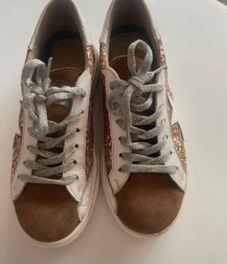Zapatillas niña Mia y Lia Piel Glitter. Talla 33