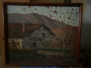 Quadro con cornice in legno e vetro