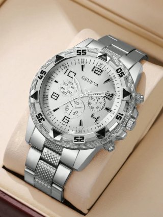 Reloj Geneva Plata Acero Inoxidable Hombre
