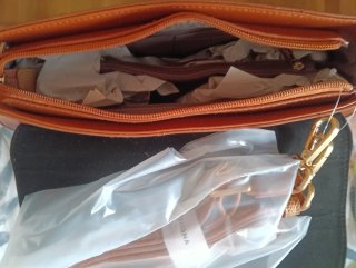 Bolso Hexagona Marrón y Dorado