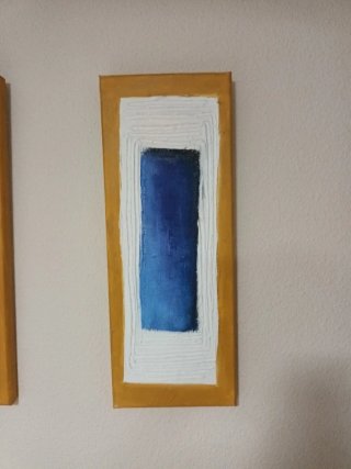 Cuadros Abstractos Texturizados Azul y Dorado