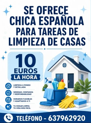 Chica para limpieza de casas