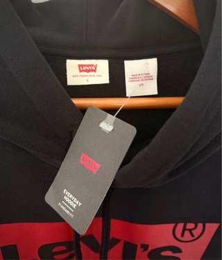 Sudadera Levi's Mujer Negra Logo Batwing Rojo