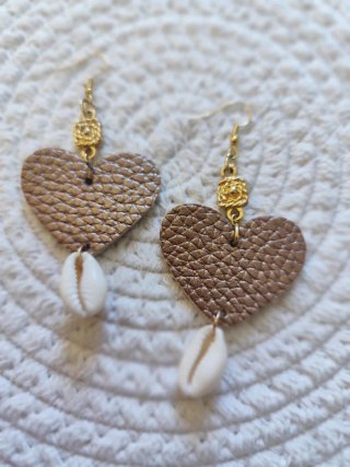 Pendientes Corazón Piel y Concha