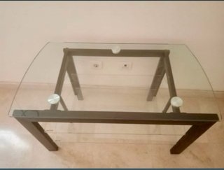Mesa auxiliar cristal y metal 3 niveles
