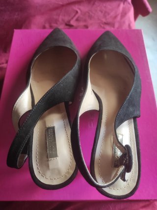 Scarpe décolleté slingback nere scamosciate Buonar