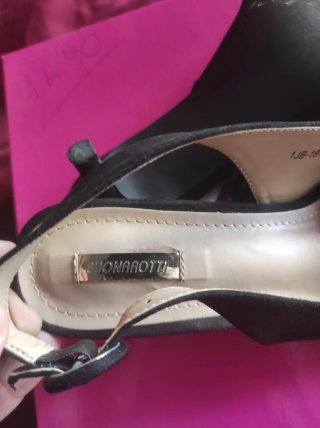 Scarpe décolleté slingback nere scamosciate Buonar
