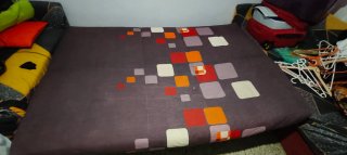 Sofá Cama Marrón y Multicolor