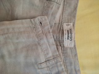 Pantalón de lino beige mujer