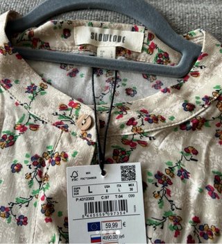 Blusa Slowlove floral beige multicolor