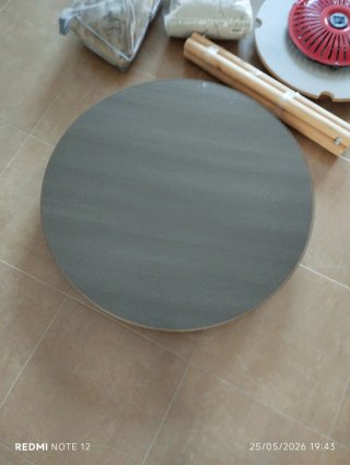 Mesa camilla redonda madera y cristal
